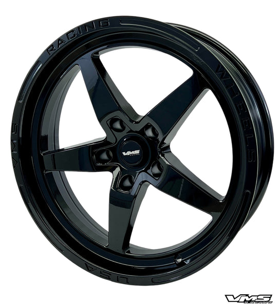 STREET DRAG RACE V-STAR FRONT WHEEL 18X5 5X120 -25 OFFSET FOR 10-23 CHEVROLET CAMARO SS & V6 GEN 5 & 6, 08-09 PONTIAC G8 GT, 14-17 CHEVY SS, 08-14 CADILLAC CTS-V, 06-13 CORVETTE Z06 & GS BLACK OR POLISHED // PART # VWST016, VWST030, VWST099