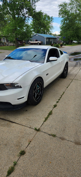 DRAG PACK STREET DRAG RACE V-STAR WHEELS 17x10 54 OFFSET (7.6" BACKSPACING) & 18X5 5X114.3 -25.4 OFFSET (2" BACKSPACING) 2005-2014 FORD MUSTANG S197 GT WITH PERFORMANCE PACKAGE BREMBO BRAKES INCLUDING THE GT500  // PART # VWST013 & VWST087