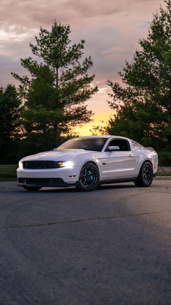 DRAG PACK STREET DRAG RACE V-STAR WHEELS 17x10 54 OFFSET (7.6" BACKSPACING) & 18X5 5X114.3 -25.4 OFFSET (2" BACKSPACING) 2005-2014 FORD MUSTANG S197 GT WITH PERFORMANCE PACKAGE BREMBO BRAKES INCLUDING THE GT500  // PART # VWST013 & VWST087