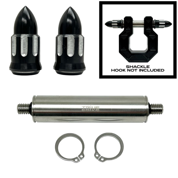 TRUE SPIKE STAINLESS STEEL TOW PULL PIN KIT 3/4" WITH SPIKES or BULLETS for BUMPER RECOVERY SHACKLE or TOW HOOK D RING