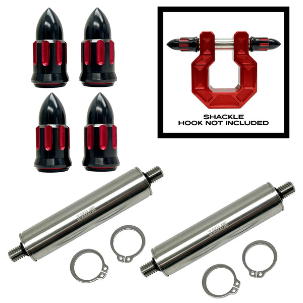 TRUE SPIKE STAINLESS STEEL TOW PULL PIN KIT 3/4" WITH SPIKES or BULLETS for BUMPER RECOVERY SHACKLE or TOW HOOK D RING