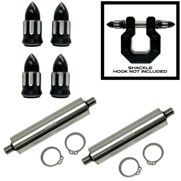 TRUE SPIKE STAINLESS STEEL TOW PULL PIN KIT 3/4" WITH SPIKES or BULLETS for BUMPER RECOVERY SHACKLE or TOW HOOK D RING