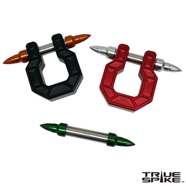 TRUE SPIKE STAINLESS STEEL TOW PULL PIN KIT 3/4" WITH SPIKES or BULLETS for BUMPER RECOVERY SHACKLE or TOW HOOK D RING