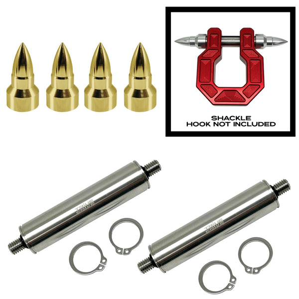 TRUE SPIKE STAINLESS STEEL TOW PULL PIN KIT 3/4" WITH SPIKES or BULLETS for BUMPER RECOVERY SHACKLE or TOW HOOK D RING