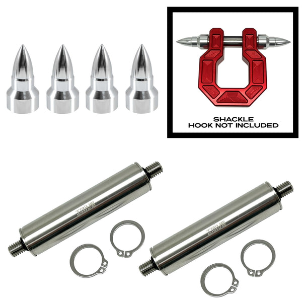 TRUE SPIKE STAINLESS STEEL TOW PULL PIN KIT 3/4" WITH SPIKES or BULLETS for BUMPER RECOVERY SHACKLE or TOW HOOK D RING