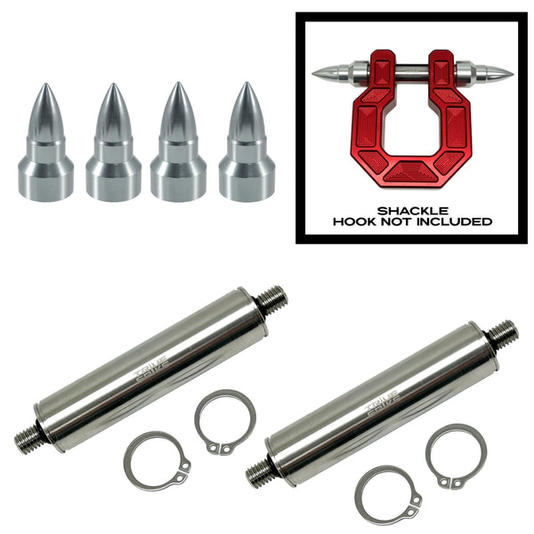 TRUE SPIKE STAINLESS STEEL TOW PULL PIN KIT 3/4" WITH SPIKES or BULLETS for BUMPER RECOVERY SHACKLE or TOW HOOK D RING