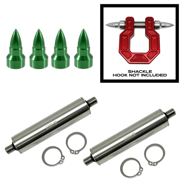 TRUE SPIKE STAINLESS STEEL TOW PULL PIN KIT 3/4" WITH SPIKES or BULLETS for BUMPER RECOVERY SHACKLE or TOW HOOK D RING