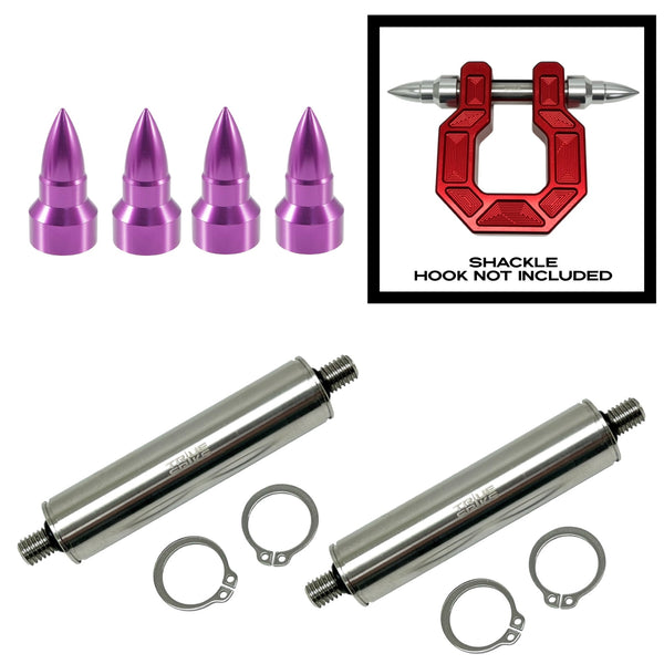 TRUE SPIKE STAINLESS STEEL TOW PULL PIN KIT 3/4" WITH SPIKES or BULLETS for BUMPER RECOVERY SHACKLE or TOW HOOK D RING