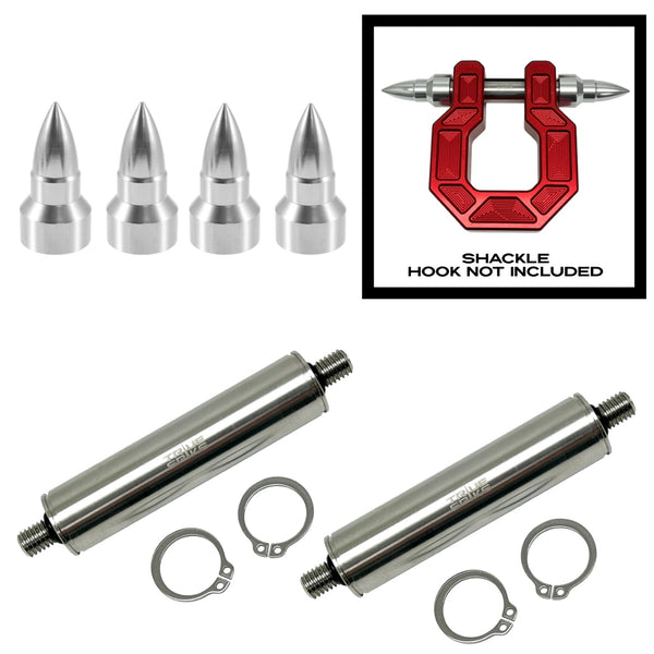 TRUE SPIKE STAINLESS STEEL TOW PULL PIN KIT 3/4" WITH SPIKES or BULLETS for BUMPER RECOVERY SHACKLE or TOW HOOK D RING