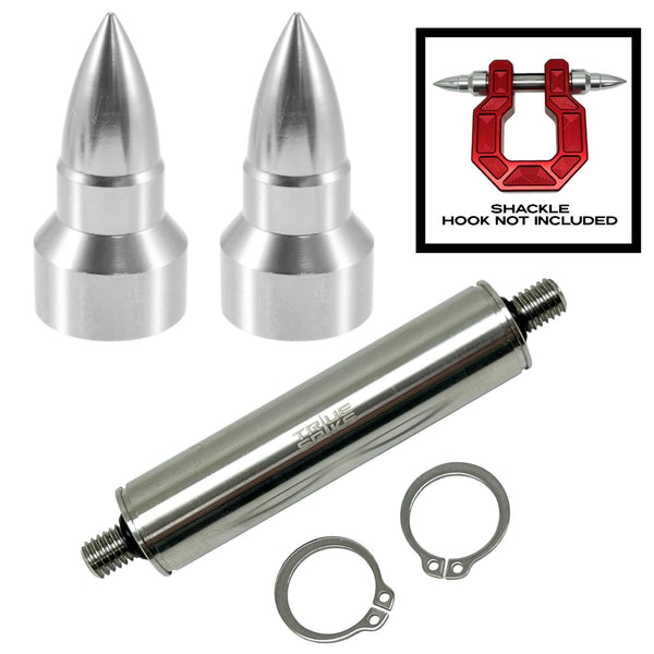 TRUE SPIKE STAINLESS STEEL TOW PULL PIN KIT 3/4" WITH SPIKES or BULLETS for BUMPER RECOVERY SHACKLE or TOW HOOK D RING