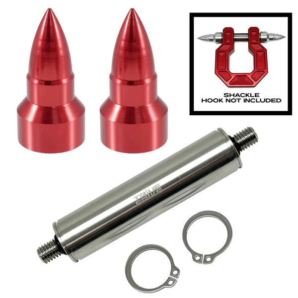 TRUE SPIKE STAINLESS STEEL TOW PULL PIN KIT 3/4" WITH SPIKES or BULLETS for BUMPER RECOVERY SHACKLE or TOW HOOK D RING