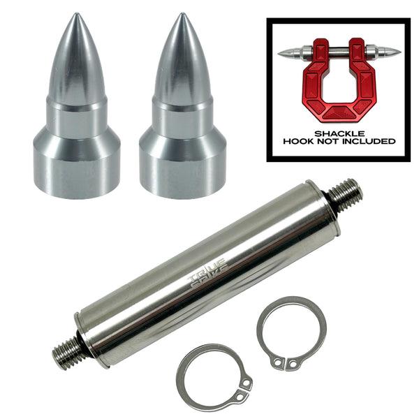 TRUE SPIKE STAINLESS STEEL TOW PULL PIN KIT 3/4" WITH SPIKES or BULLETS for BUMPER RECOVERY SHACKLE or TOW HOOK D RING