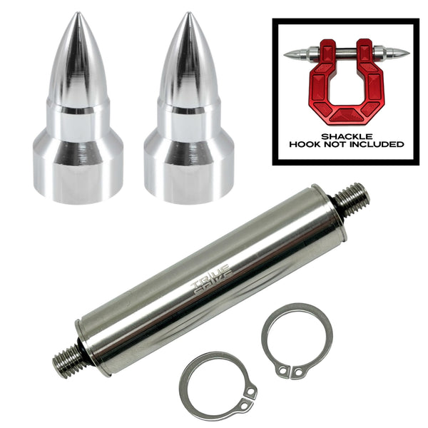 TRUE SPIKE STAINLESS STEEL TOW PULL PIN KIT 3/4" WITH SPIKES or BULLETS for BUMPER RECOVERY SHACKLE or TOW HOOK D RING