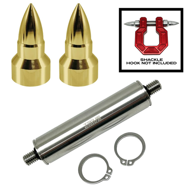 TRUE SPIKE STAINLESS STEEL TOW PULL PIN KIT 3/4" WITH SPIKES or BULLETS for BUMPER RECOVERY SHACKLE or TOW HOOK D RING