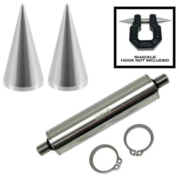 TRUE SPIKE STAINLESS STEEL TOW PULL PIN KIT 3/4" WITH SPIKES or BULLETS for BUMPER RECOVERY SHACKLE or TOW HOOK D RING