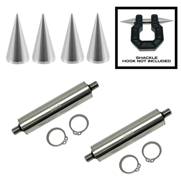 TRUE SPIKE STAINLESS STEEL TOW PULL PIN KIT 3/4" WITH SPIKES for BUMPER RECOVERY SHACKLE or TOW HOOK D RING