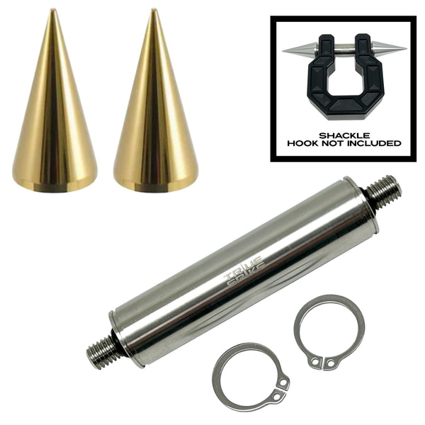 TRUE SPIKE STAINLESS STEEL TOW PULL PIN KIT 3/4" WITH SPIKES or BULLETS for BUMPER RECOVERY SHACKLE or TOW HOOK D RING