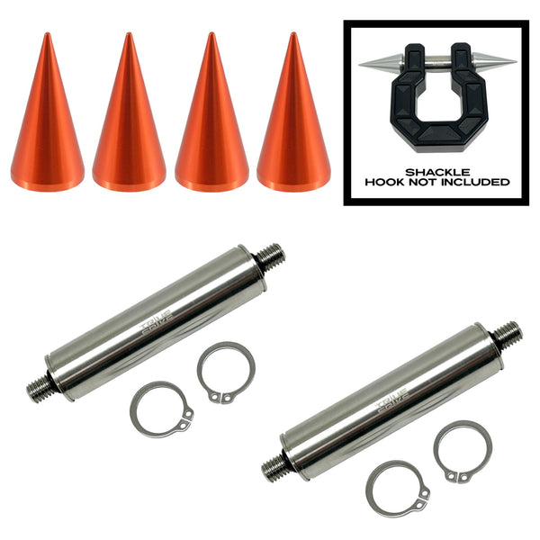 TRUE SPIKE STAINLESS STEEL TOW PULL PIN KIT 3/4" WITH SPIKES for BUMPER RECOVERY SHACKLE or TOW HOOK D RING