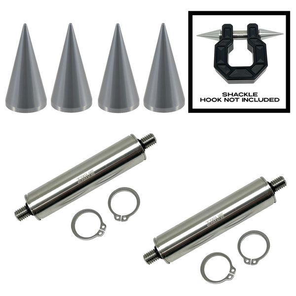 TRUE SPIKE STAINLESS STEEL TOW PULL PIN KIT 3/4" WITH SPIKES for BUMPER RECOVERY SHACKLE or TOW HOOK D RING