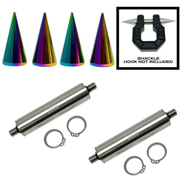 TRUE SPIKE STAINLESS STEEL TOW PULL PIN KIT 3/4" WITH SPIKES or BULLETS for BUMPER RECOVERY SHACKLE or TOW HOOK D RING