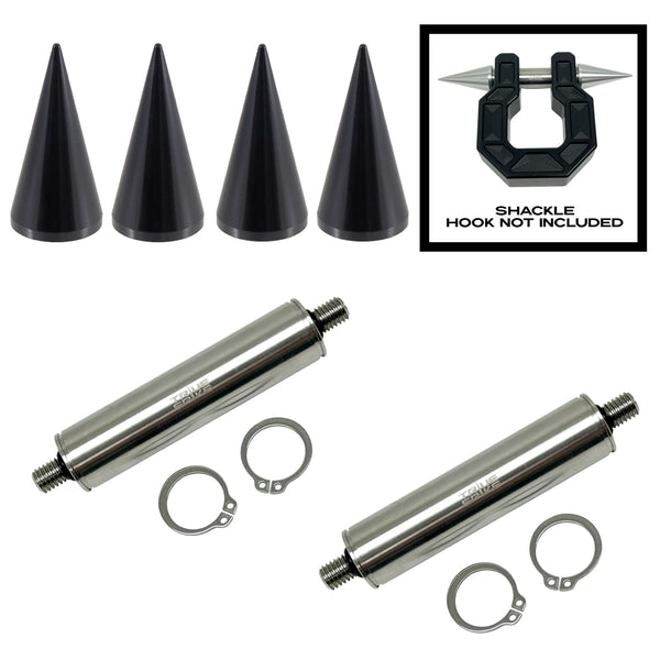 TRUE SPIKE STAINLESS STEEL TOW PULL PIN KIT 3/4" WITH SPIKES or BULLETS for BUMPER RECOVERY SHACKLE or TOW HOOK D RING