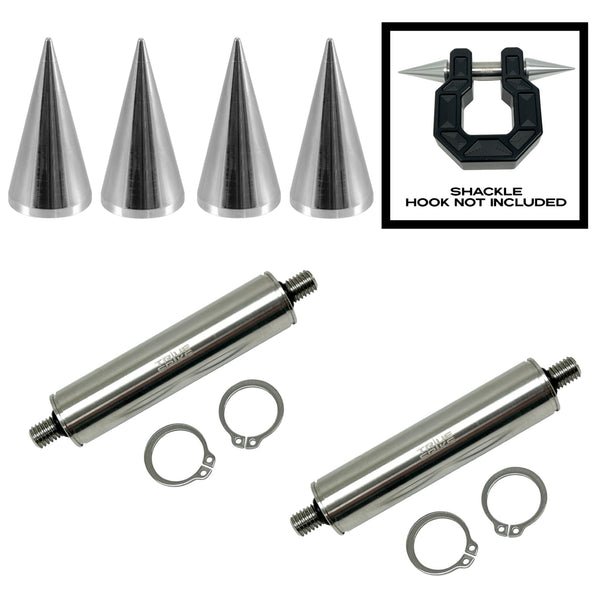 TRUE SPIKE STAINLESS STEEL TOW PULL PIN KIT 3/4" WITH SPIKES or BULLETS for BUMPER RECOVERY SHACKLE or TOW HOOK D RING