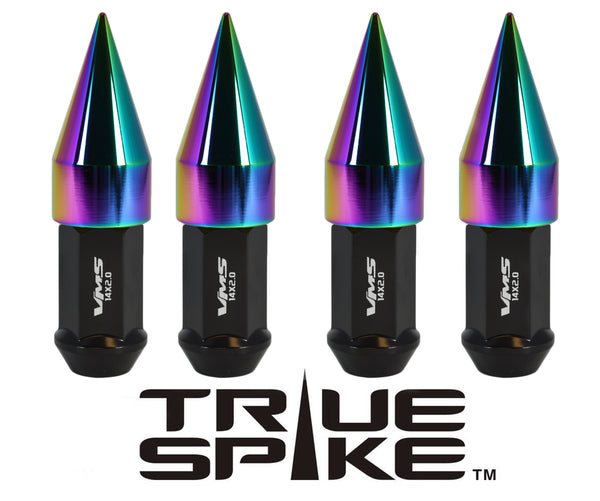 14X2.0 MM 101MM LONG 2ND DESIGN SPIKE (25MM DIAMETER) STEEL LUG NUTS ANODIZED ALUMINUM CAPS TRUCK LENGTH 04-14 FORD F150 RAPTOR TREMOR EXPEDITION // 25MM CAP DIAMETER 51MM CAP LENGTH PART NUMBER LGC021