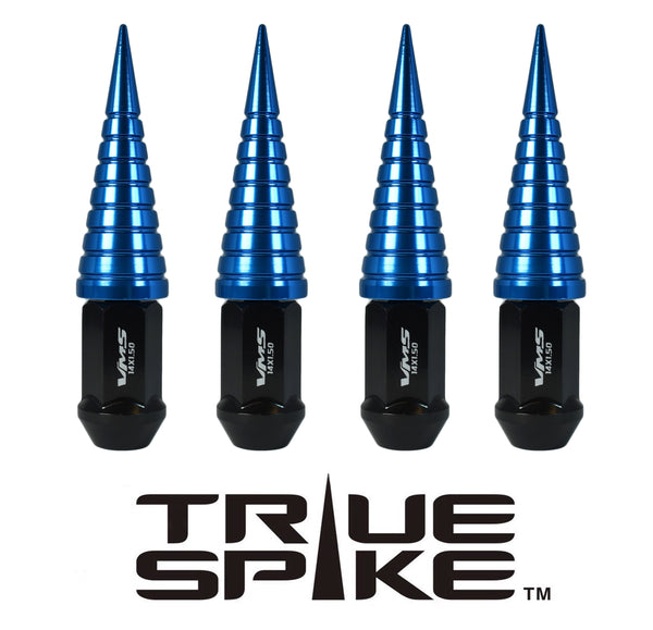 9/16-18 124MM LONG FORGED STEEL LUG NUTS ANODIZED ALUMINUM SPIRAL SPIKE (25MM DIAMETER) CAPS TRUCK LENGTH 65-87 CHEVROLET (8 LUG) C20 C30 K20 K30  GMC 02-11 DODGE RAM 80-98 FORD F250 F350 // 25MM CAP DIAMETER 73MM CAP LENGTH PART NUMBER LGC026