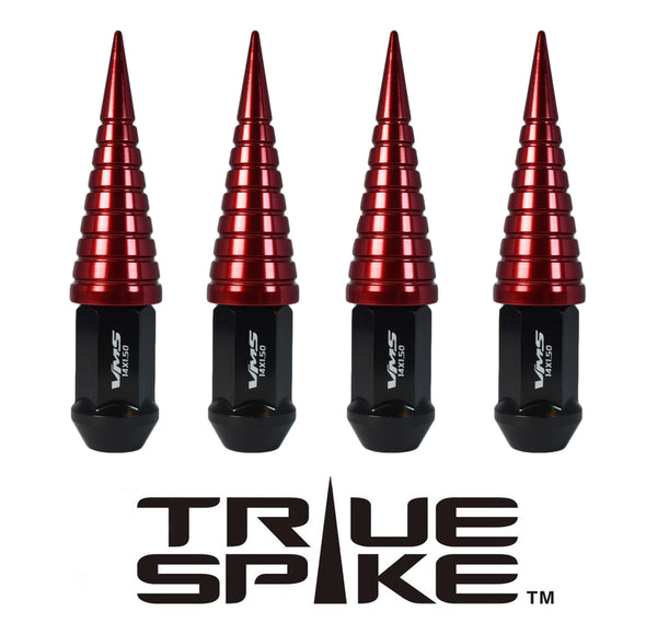 9/16-18 124MM LONG FORGED STEEL LUG NUTS ANODIZED ALUMINUM SPIRAL SPIKE (25MM DIAMETER) CAPS TRUCK LENGTH 65-87 CHEVROLET (8 LUG) C20 C30 K20 K30  GMC 02-11 DODGE RAM 80-98 FORD F250 F350 // 25MM CAP DIAMETER 73MM CAP LENGTH PART NUMBER LGC026