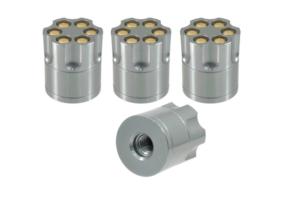 REVOLVER (BULLETS SHOWING) LUG NUT CAPS CNC MACHINED BILLET ALUMINUM, MANY FINISHES TO CHOOSE FROM // DIAMETER: 25MM LENGTH: 30MM PART # LGC045