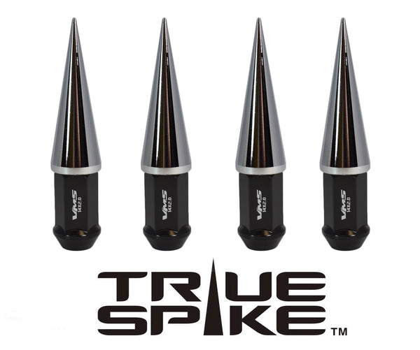 14X1.5 MM 124MM LONG CNC MACHINED FORGED STEEL EXTENDED SPIKE (25MM DIAMETER) LUG NUTS ANODIZED ALUMINUM CAPS TRUCK LENGTH 00- UP CHEVROLET SILVERADO TAHOE GMC SIERRA 12-UP DODGE RAM 15-UP F150 // 25MM CAP DIAMETER 73MM CAP LENGTH PART NUMBER LGC024