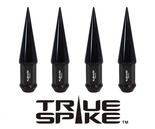 9/16-18 124MM LONG CNC MACHINED FORGED STEEL EXTENDED SPIKE (25MM DIAMETER) LUG NUTS ANODIZED ALUMINUM CAPS TRUCK LENGTH 65-87 CHEVROLET (8 LUG) C20 C30 K20 K30  GMC 02-11 DODGE RAM 80-98 FORD F250 F350 // 25MM CAP DIAMETER 73MM CAP LENGTH PART # LGC024