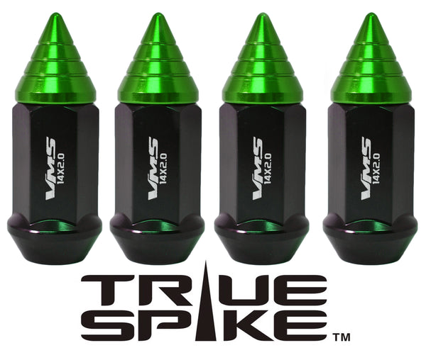 14x1.5 MM 62MM LONG CNC MACHINED FORGED STEEL EXTENDED SMALL SPIRAL SPIKE LUG NUTS ANODIZED ALUMINUM CAP 00- UP CHEVROLET SILVERADO TAHOE GMC SIERRA 12-UP DODGE RAM 15-UP F150 // 20MM DIAMETER 21MM HEIGHT PART # LGC011