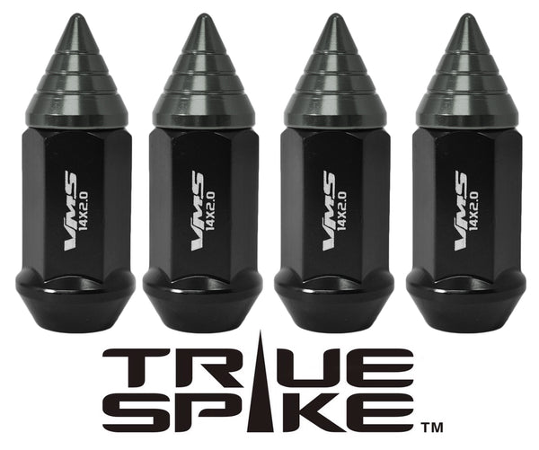 14x1.5 MM 62MM LONG CNC MACHINED FORGED STEEL EXTENDED SMALL SPIRAL SPIKE LUG NUTS ANODIZED ALUMINUM CAP 00- UP CHEVROLET SILVERADO TAHOE GMC SIERRA 12-UP DODGE RAM 15-UP F150 // 20MM DIAMETER 21MM HEIGHT PART # LGC011