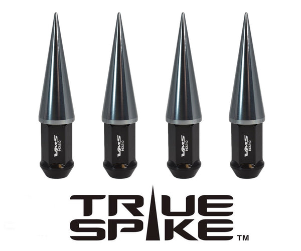 9/16-18 124MM LONG CNC MACHINED FORGED STEEL EXTENDED SPIKE (25MM DIAMETER) LUG NUTS ANODIZED ALUMINUM CAPS TRUCK LENGTH 65-87 CHEVROLET (8 LUG) C20 C30 K20 K30  GMC 02-11 DODGE RAM 80-98 FORD F250 F350 // 25MM CAP DIAMETER 73MM CAP LENGTH PART # LGC024