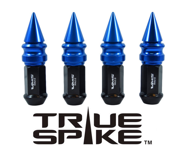 14x2.0 MM 101MM LONG RIBBED SPIKE (25MM DIAMETER) STEEL LUG NUTS ANODIZED ALUMINUM CAPS TRUCK LENGTH 04-14 FORD F150 RAPTOR TREMOR EXPEDITION // 25MM CAP DIAMETER 51MM CAP LENGTH PART NUMBER LGC028