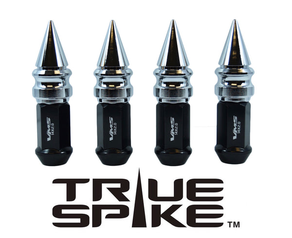 1/2-20 89MM EXTENDED RIBBED SPIKE (25MM DIAMETER) STEEL LUG NUTS ANODIZED ALUMINUM CAPS // 25MM CAP DIAMETER 51MM CAP LENGTH PART NUMBER LGC028