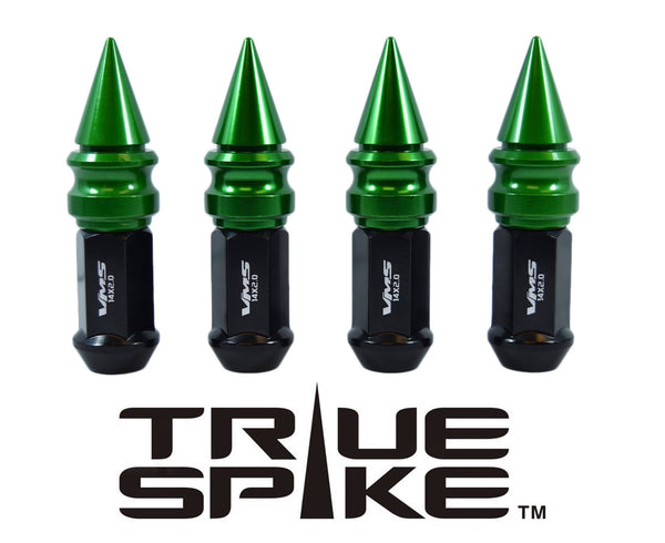 14x2.0 MM 101MM LONG RIBBED SPIKE (25MM DIAMETER) STEEL LUG NUTS ANODIZED ALUMINUM CAPS TRUCK LENGTH 04-14 FORD F150 RAPTOR TREMOR EXPEDITION // 25MM CAP DIAMETER 51MM CAP LENGTH PART NUMBER LGC028