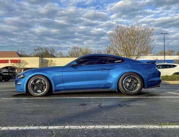 STREET DRAG RACE FRONT V-STAR WHEEL 18X5 5X114.3 -12 OFFSET (2.5" BACKSPACING) FOR 2005-2014 S197 (NO BREMBOS) & S550 FORD MUSTANG INCLUDING THE GT WITH PP BREMBO BRAKES 2024 S650 NON PP & DARKHORSE BLACK OR POLSHED // PART # VWST014 or VWST028