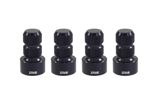 TPMS (TIRE PRESSURE MONITORING SYSTEM) KNURLED BILLET ALUMINUM AIR TIRE RIM WHEEL VALVE STEM CAP COVER KIT AVAILABLE IN MANY COLORS // PART # WVC002