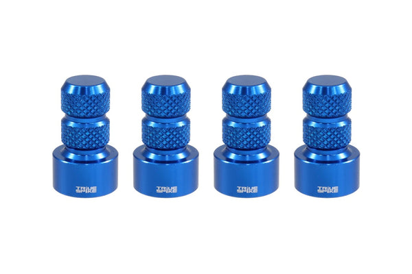 TPMS (TIRE PRESSURE MONITORING SYSTEM) KNURLED BILLET ALUMINUM AIR TIRE RIM WHEEL VALVE STEM CAP COVER KIT AVAILABLE IN MANY COLORS // PART # WVC002