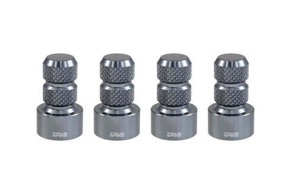 UNIVERSAL TPMS (TIRE PRESSURE MONITORING SYSTEM) KNURLED BILLET ALUMINUM AIR TIRE RIM WHEEL VALVE STEM CAP COVER KIT AVAILABLE IN MANY COLORS // PART # WVC002