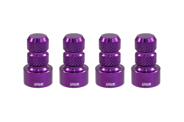 TPMS (TIRE PRESSURE MONITORING SYSTEM) KNURLED BILLET ALUMINUM AIR TIRE RIM WHEEL VALVE STEM CAP COVER KIT AVAILABLE IN MANY COLORS // PART # WVC002