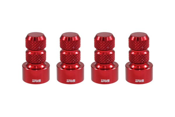 TPMS (TIRE PRESSURE MONITORING SYSTEM) KNURLED BILLET ALUMINUM AIR TIRE RIM WHEEL VALVE STEM CAP COVER KIT AVAILABLE IN MANY COLORS // PART # WVC002