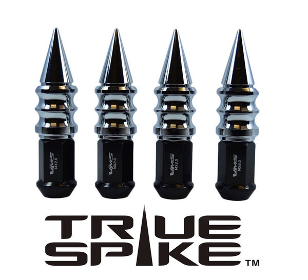 14X1.5 MM 112MM LONG CAR ONLY!!! NO TRUCKS!!! CNC MACHINED FORGED STEEL EXTENDED RIBBED SPIKE LUG NUTS ANODIZED ALUMINUM CAPS // 25MM CAP DIAMETER 73MM CAP LENGTH PART NUMBER LGC029