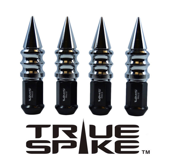 9/16-18 124MM LONG CNC MACHINED FORGED STEEL EXTENDED RIBBED SPIKE LUG NUTS ANODIZED ALUMINUM TRUCK LENGTH 65-87 CHEVROLET (8 LUG ONLY) C20 C30 K20 K30  GMC 02-11 DODGE RAM 80-98 FORD F250 F350 // 25MM CAP DIAMETER 73MM CAP LENGTH PART NUMBER LGC029